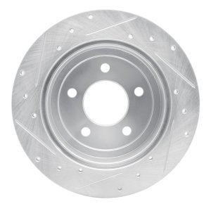 Chrysler Town & Country Brake Rotor (1) - Rear Right - R1 Concepts - Drilled & Slotted - Silver - `97-`07